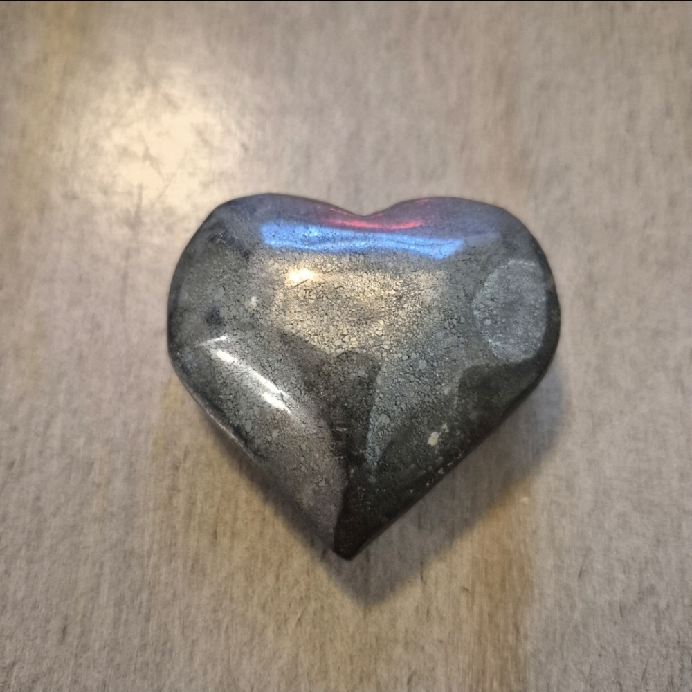 Natural Pyrite Polished Heart Palm Stone #11 - Picture 6 of 7